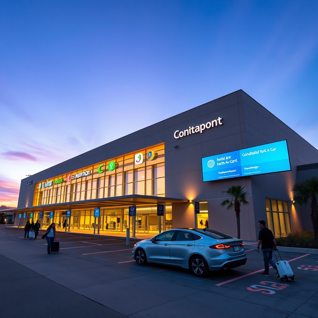 Exterior of the LAX Consolidated Rent-A-Car facility showcasing streamlined access to LAX airport car rental services